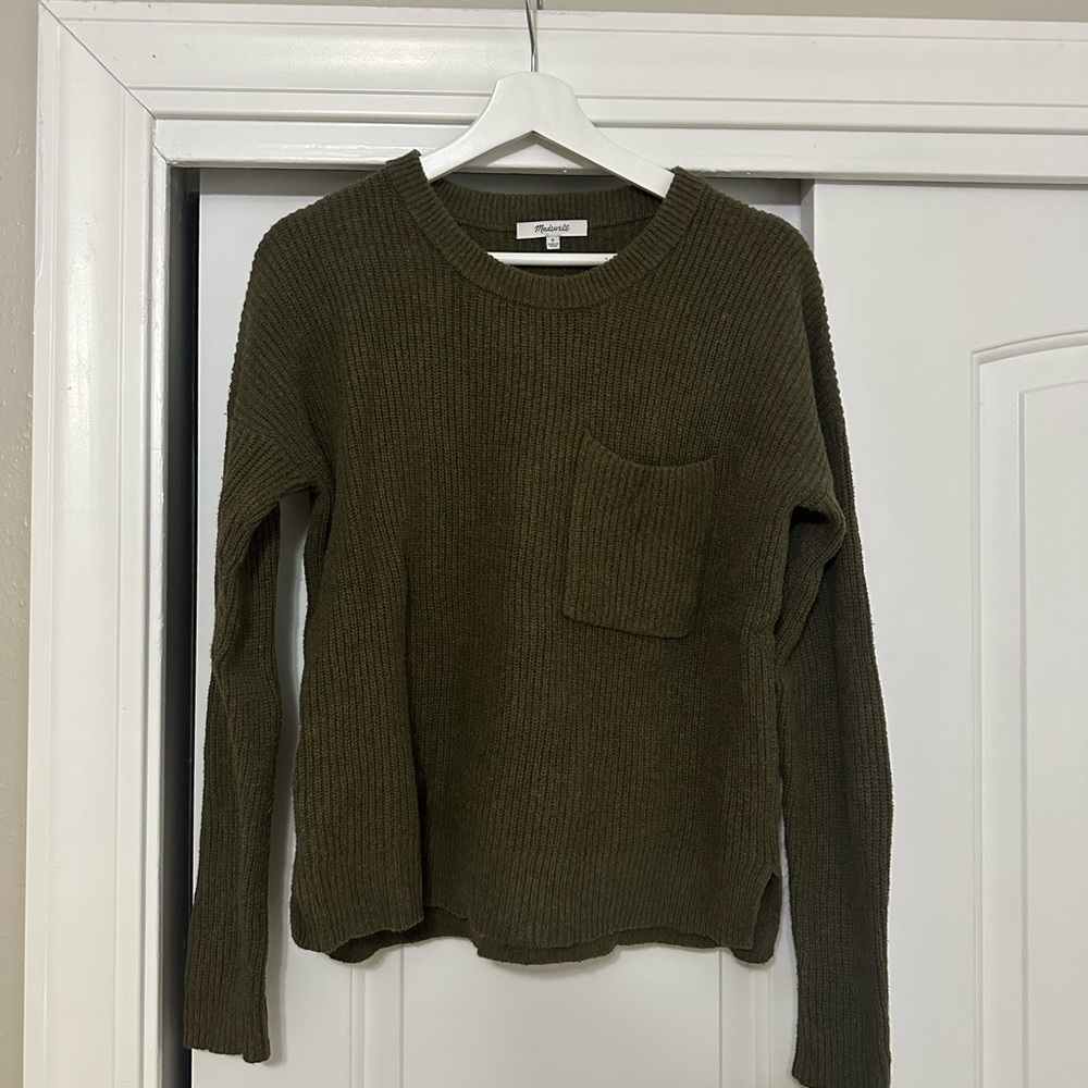 Madewell Olive Green Sweater with Pocket